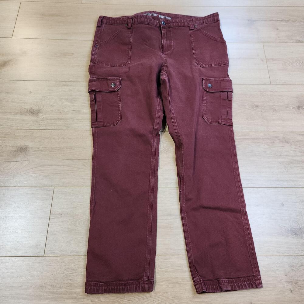 Duluth Trading Flex Fire Hose Pants Womens 18x31 Red Slim Leg Cargo Workwear